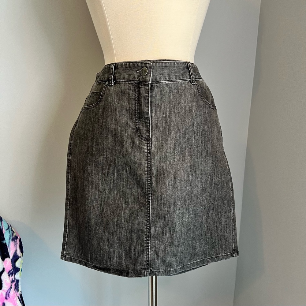 Kenneth Cole New York 8 Dark Gray Denim Above Knee Pencil Skirt